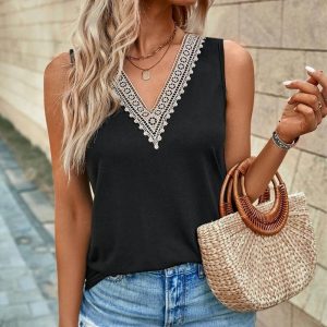 Stylish Trim V-Neck Tank Top