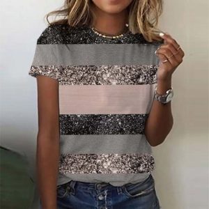 Round Neck Vertical Stripe Printed Top