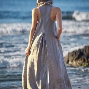 UR Linen Hoodie Sleeveless Kaftan Dress