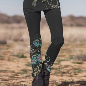 Casual 2 in 1 Floral Thermal Leggings
