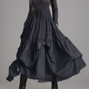 UR Surplice Neck Splicing Ruffle Hem Flared Dress