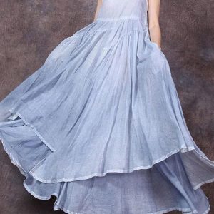 Casual Plain Sleeveless Big Swing Irregular Maxi Cami Dress