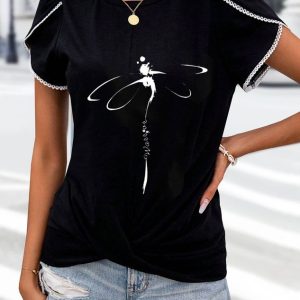 Dragonfly Loose Casual Lace Shirt