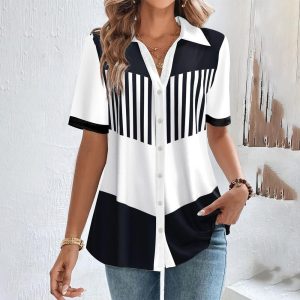 Stylish Black and White Print Shirt