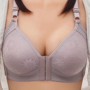 Sexy Pattern Front Buckle Gathered Bra