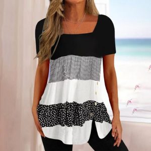 Black and White Color Block Top