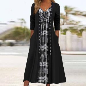 Cool Print Side Pocket Midi Dress