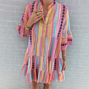 Sweet Pink Print Mini Dress