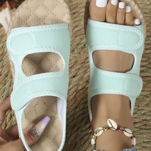 Breathable Hollow out Mesh Fabric Velcro Beach Sandals