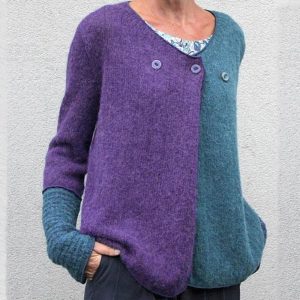 Contrast Color Loose Knit Sweater