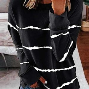 Tie-dye Stripes Print Long Sleeve Tops