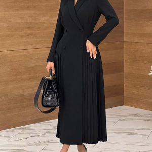 Fashion Lapel Pleated Suit Dress
