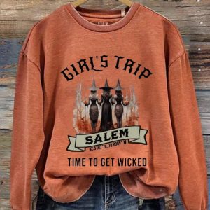 Women’s Girls Trip Salem Halloween Print Casual Sweater