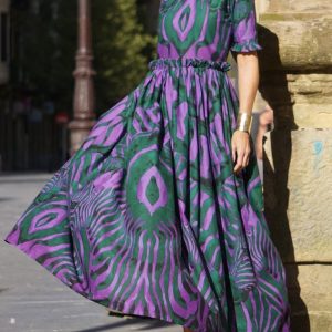 Crew Neck Vacation Abstract Print Dress