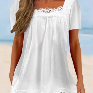 Women’s Lace Short Sleeve U-neck Top