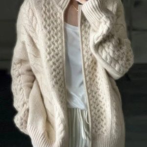 Stand Collar Regular Fit Sweater Coat