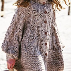 Vintage Cotton Knitted Button Design Sweater