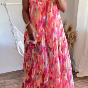 Multicolor Sexy Casual Print Bandage Backless Spaghetti Strap Regular Jumpsuits