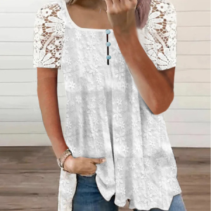 Plus Size Plain Loose Casual Half Open Collar Shirt