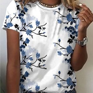 Casual Floral Print Short-Sleeved T-Shirt