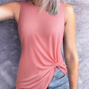 Twist O-Neck Tank – Pink