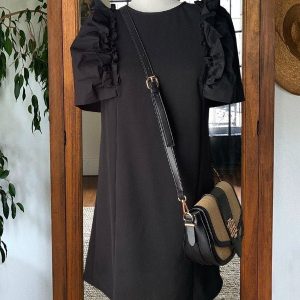 Solid Ruffle Shift Dress