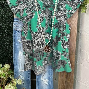 Beautiful Ruffle Sleeve Ruched Top