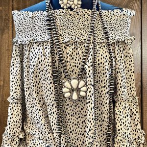 Leopard Smocked Off-shoulder Ruffle Blouse