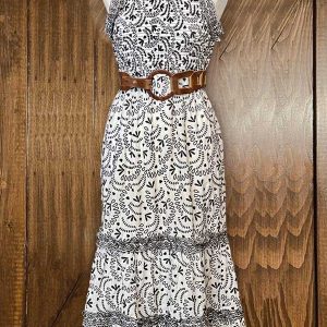 Abstract-print Ruffled Maxi Dress