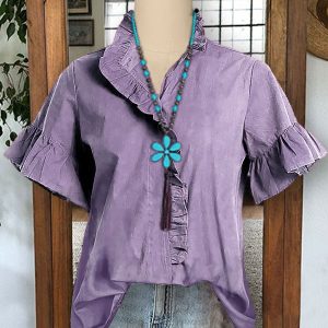 Ruffle Sleeves Cotton Blend Casual Top