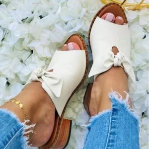 Fashion Low Heel Bow Slippers