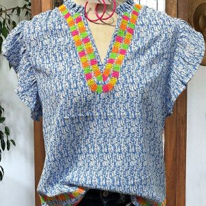 Color Block Ruffle Top