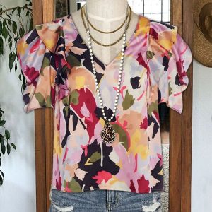 Floral Print Ruffle Top