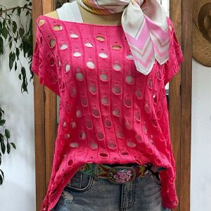 Casual Ripped Knit Top