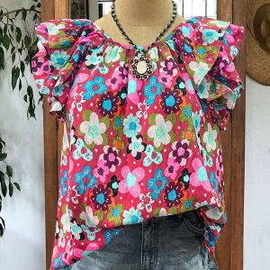 Floral Print Ruffle Top