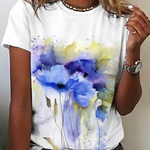 Printed Short Sleeve T-shirt Top