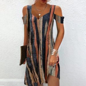 Retro Sleeveless Coffee Mini Dress