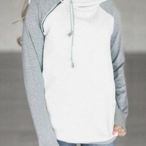 Matching color long sleeve zipper Tops