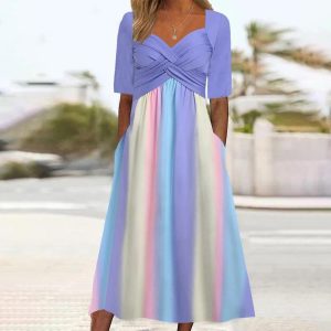 Dreamy Half Sleeve Print Midi Dress