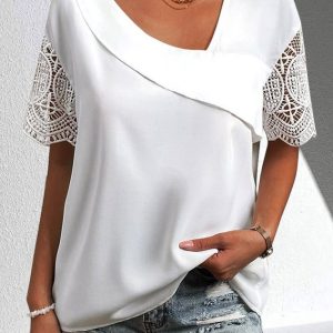 Loose Casual Plain V Neck Shirt