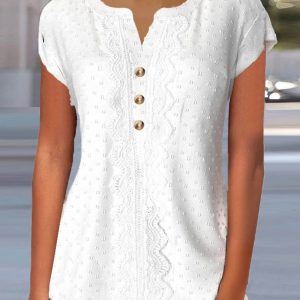 Women’s Dot Short Sleeve V-neck Top