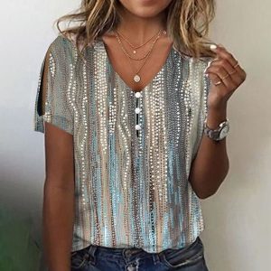 Retro V-Neck Short Sleeve Top