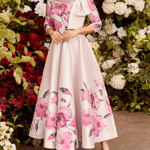 Wedding Guest Satin Floral Elegant Dress