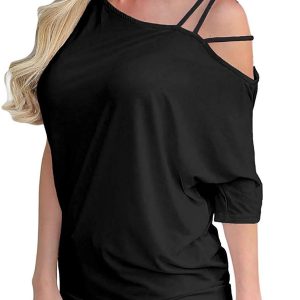 Fashion Pure Colour Batwing Sleeve Loose T-Shirt