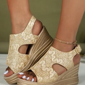 Leisure Resort Jacquard Wedge Platform Sandals