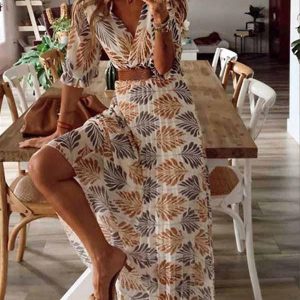 V-Neck Printed Maxi Dress