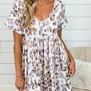 Leopard Print V-Neck Mini Dress