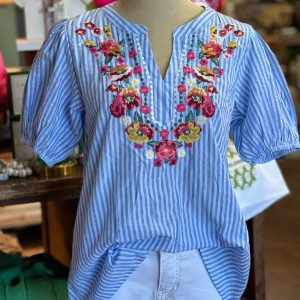 2024 Casual Floral Embroidery V-neck Top