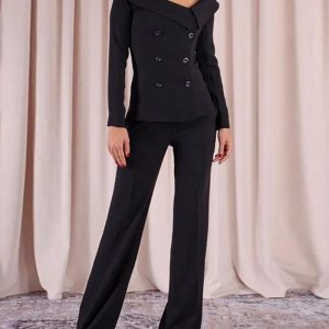 Stylish off-the-shoulder top & trousers two-piece set