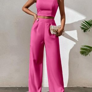 Sleeveless camisole and wide-leg pants set